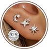 HEEYA 3 paia di orecchini a fiore 925 oro argento orecchini postali set donne orecchie ipoallergeniche con orecchio in zirconia 5A con confezione regalo 3/4 / 5MM