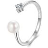 LAYCHEN Anello Regolabile Con Perla Naturale E Moissanite, Squisito Anello Aperto In Argento Sterling 925 Per Donna, Regalo Di Alta Gioielleria