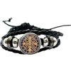 LWXLP Bracciale in pelle con medaglia di San Benedetto Cattolico San Benito Cupola in vetro Bottoni a pressione Braccialetti Uomo Donna Accessori per gioielli