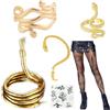 JinYu Set di gioielli con serpente dorato: anello, girocollo, fascia da braccio, tatuaggi temporanei, calze a rete con motivo a serpente per le donne, Nylon, Nessuna pietra preziosa