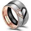 ANAZOZ Fedine Fidanzamento Coppia 2PCS Set Regalo Anniversario Matrimonio Cuore FEDI Nuziali Coppia con Incisione