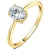 JewelryPalace 1-2ct Classico Anello Solitario Donna Argento con Cubica Zirconia Moissanite, Anelli Dorati 925 con Pietra a Taglio Ovale, Fede Nuziale in Tre Ori Anello Fidanzamento Set Gioielli Donna