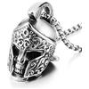 COOLSTEELANDBEYOND Collana da Uomo in Acciaio Inox con Pendente Casco Spartano, Pendente Casco Gladiatore Teschio su Catena Wheat, Gioiello Biker