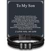 Custom4U Bracciale in Pelle Intrecciata Personalizzato per Uomini, 1-5 Nomi Incisi Perle Acciaio Inossidabile Bracciale con Nome Personalizzato Gioielli Regalo per Uomo Lui Marito Papà Padre