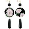 IN LEBOLE Collezione The Circle DPGOR15 Fiore Bianco Orecchini da Donna in Ottone Pietra Nero