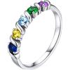Custom4U Anello Donna Argento S925 1/2/3/4/5 Nome Personalizzato Pietra Portafortuna Pietra Natale Fidanzamento Nozze Famiglia Anello Antiallergico Regalo Compleanno Festa della Mamma
