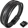 Speroto Bracciale da Uomo in Pelle Premium Nero/Marrone, Chiusura Magnetica in Acciaio Inossidabile, Idea Regalo per Uomo/Donna