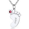 Custom4U Collana Personalizzata Piedi Bambino per Madre 1-5 Collane con Ciondolo Piedi Personalizzata con Cubic Zirconia Birthstone (con Confezione Regalo) in Argento S925