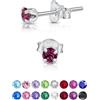 DTPsilver Orecchini Punto Luce Argento 925 - Donna Piccoli Con Brillantini di Vero Cristallo Austriaco - Punti Luce Lobo Colorati