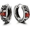 COOLSTEELANDBEYOND 2 Annata Orecchini a Cerchio, Orecchini da Uomo Donna, Acciaio Inossidabile, con Rosso Zirconi