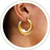 Tewiky Orecchini da donna, placcati in oro 14 kt/argento Sterling, ipoallergenici, con zirconia cubica