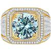 WAHZAUS Anelli da uomo in moissanite con moissanite blu, giallo/verde, taglio rotondo, in argento Sterling 925, con certificato