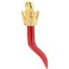 gioiellitaly Ciondolo corona regina in argento 925 dorato corno in corallo rosso del Mediterraneo amuleto portafortuna unisex gioiello da uomo donna ragazza ragazzo pendente argento