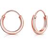 DTPsilver® Orecchini a Cerchio/Creoli con Bordo Piatto - Argento 925 Placcato in Oro Rosa - Extra/Piccoli/Medi/Grandi - Spessore 2 mm - Diametro 10, 12, 14, 16, 18, 20, 30, 40, 50 mm