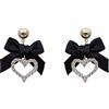 WLLDDDIU Orecchini a Bottone Donna,Orecchini a Bottone Argento 925 Orecchini a Bottone Con Fiocco Nero Orecchini Pendenti a Goccia Di Cartilagine Fine Orecchini Ipoallergenici Regalo Di Natale Per D