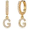 MYEARS Orecchini a cerchio da donna in oro Huggie, con iniziale, con zirconia cubica a goccia, in oro 18 carati, piccoli e delicati, ipoallergenici, regalo personalizzato - 26 lettere