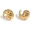 Zayka Jewelry Orecchini donna grandi a bottone in acciaio inossidabile placcati oro 18K