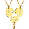 FindChic Collana Cuore Personalizzata a Puzzle 2/3/4/5/6 Pezzi in Acciaio Inossidabile Collana Coppia Famiglia Amicizia Colore Argento Oro Nero Regalo Confezione