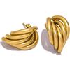 Zayka Jewelry Orecchini donna grandi a bottone in acciaio inossidabile placcati oro 18K