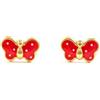Monde Petit T1663P - Pendientes de bebe/niña oro 18 kts. mariposa esmaltada, color rojo - Scatola Regalo - Certificato di garanzia