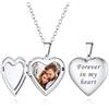 Custom4U Collana Donna Personalizzata Locket Argento Oro Foto Testo Inciso Nome Data in Acciaio Inox 316L Antiallergico Catena 50+5 CM Collana Mamma Fidanzata Confezione Regalo Creativo