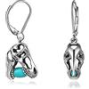 HUKKUN Orecchini con teschio di dinosauro Argento sterling turchese Dino Drop Orecchini pendenti Gioielli di dinosauro Regalo per le donne