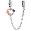 Rimgoris 925 Argento Sterling Charm Donna Bracciali Collana Cranio Cuore Rubino Ciondolo Due Toni Oro Rosa Cuore Gemma Ciondolo Interlock Doppie Stelle e Luna Chiave Angelo Ala Amore Viola