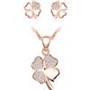 CPSLOVE Collane e Orecchini quadrifoglio da donna, Set di gioielli in argento 925, Elegante collana di quadrifoglio, Con catena da 45cm, Orecchini a bottone quadrifoglio, Zircone intarsiato, oro rosa
