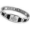 HCMA Braccialetto da uomo in acciaio inossidabile magnetico alla moda Bracciale in fibra di carbonio con pietra di germanio nero Bracciale antistress in acciaio inossidabile