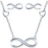 CPSLOVE Collane e Orecchini con simbolo dell'infinito da donna, Set di gioielli in argento 925, Elegante Collana, decorato con mini cuori, Orecchini simbolo dell'infinito, Zircone intarsiato