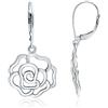 Sea of Ice Orecchini da donna in filigrana in argento Sterling 925 placcato - Orecchini in filigrana a forma di fiore rosa - Orecchini pendenti in argento Sterling con chiusura a monachella, in