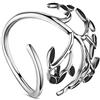 BB Beadthoven Beadthoven - Anello in argento Sterling 925 con foglie smaltate e albero della vita, anello aperto, regolabile, taglia Q, per donne, San Valentino, gioielli regalo