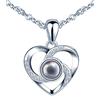 CPSLOVE Collane cuore da donna in argento 925, Ciondolo in pietra di vetro nero con proiezione Ti amo in 100 lingue, Regalo di compleanno di Natale