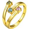 Custom4U Anello Personalizzato Chiuso e Aperto Regolabil 2/3/4/5 Nomi con 12 Pietra Portafortuna Colorata Anello Vero Argento Sterling S925 Antiallergico per Donne Ragazze