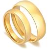 Daesar Anelli di Fidanzamento Coppia, Anelli Acciaio Inossidabile Donna Uomo Anelli Semplici Set Alta Lucidata 4/6 MM Anelli Coppia Incisione Personalizzata Oro