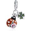 Rimgoris 925 Argento Sterling Charm Donne Bracciali Collana Lucciola Bagliore di Notte Solido Coniglio Cuore Rosa Giorno della Mamma Uovo di Pasqua Libellula Smalto Libellula Uccello Colibrì