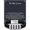 Custom4U Bracciale in Pelle Intrecciata Personalizzato per Uomini, 1-5 Nomi Incisi Perle Acciaio Inossidabile Bracciale con Nome Personalizzato Gioielli Regalo per Uomo Lui Marito Papà Padre
