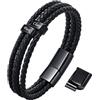 Gamtic Bracciale Uomo Papà Pelle Personalizzato - Regalo Famiglia Coppia Nonno Marito Zio Il nuovo papà Bracciali 2-6 Nom Incisione Braccialetti per Giornata del Padre Natale Compleanno