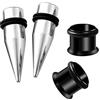HEKEUOR Kit di dilatatori per orecchio in acciaio, 11 mm, 2 dilatatori in acciaio, 2 tunnel in acciaio, dimensioni tra 00 g (10 mm) e 12 mm