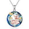 KQF Collana con ciondolo a forma di animale in argento Sterling con cristalli, per donne, gatti, cani, sirene, cavalli, cervi, delfini, colibrì, regalo per donne e ragazzi