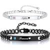 Gamtic 2 Pezzi Bracciali di coppia personalizzati - Donne Uomini Lovers Braccialetto Identità incisa per Lui Lei Marito Regalo Perfetto di Compleanno di San Valentino
