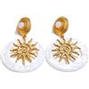 Zayka Jewelry Orecchini donna grandi a bottone in acciaio inossidabile placcati oro 18K