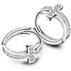 IMINI Piccoli orecchini a cerchio con croce in zirconia cubica, per donne e ragazze, in argento Sterling, con cristalli, 12 mm, Argento sterling, cristallo