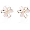 Oivzziy Orecchini di fiore da donna in argento sterling 925 placcato oro, Orecchini a bottone di fiore a opale per donne e ragazze