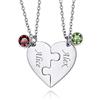 Custom4U Collana Personalizzata Puzzle Jigsaw 2/3/4 Pezzi con Pietra Portafortuna Ciondolo Abbinato Set Personalizzato Famiglia/Amicizia/BFF/Coppia
