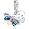 Rimgoris 925 Argento Sterling Charm Donne Bracciali Collana Lucciola Bagliore di Notte Solido Coniglio Cuore Rosa Giorno della Mamma Uovo di Pasqua Libellula Smalto Libellula Uccello Colibrì