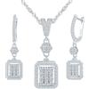 MICMIF Parure Gioielli Donna in Argento 925, Set di Collana e Orecchini Geometrico, Collana Ciondolo Quadrato in Zircone, Orecchini Pendenti Zirconia, Gioielli Elegante per Donne