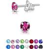 DTPsilver® Orecchini Punto Luce Argento 925 con Brillantini di Cristallo 4 mm - Orecchini Donna Punto Luce - Orecchini Brillantini Colorati - Orecchini Lobo Donna - Orecchini Piccoli Argento 925