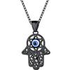 Supcare Hamsa Collana Donna con Occhio Greco, 3 Stili Occhio di Allah Collana Portafortuna Donna in Acciaio, Argento/Nero/Oro Nazar Collana Mano di Fatima con Occhio Turco, Evil Eye Malocchio Amuleto