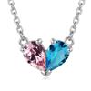 AUROGLOW Collana con 2 pietre portafortuna per donna, ciondolo a doppia goccia personalizzato, gioielli personalizzati per il mese di compleanno di madre figlia, collana in acciaio inossidabile in oro argento